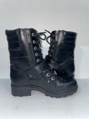 Harley-Davidson Talley Ridge Black Lace-Up Zipper Combat Motorcycle Boots Size 9
